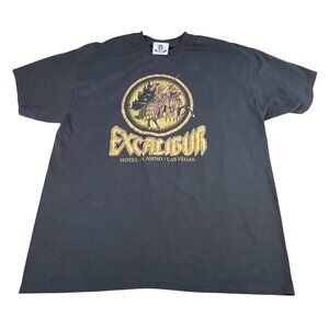 NEW Excalibur Las Vegas Hotel Casino T-Shirt Black XL Vintage Style Cotton Gold